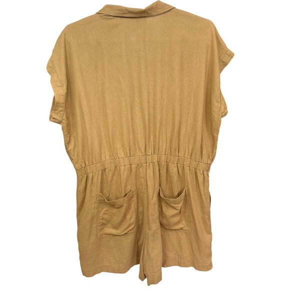 Universal Thread Womens Romper Size 17 Brown Linen Rayon Relaxed Utility Style - Picture 2 of 5